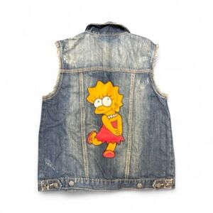 Hippie Laundry Blue Denim Vest - Hand Painted Simpson inspired